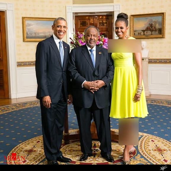 عکس:رییس جمهور جیبوتی با اوباما و همسرش