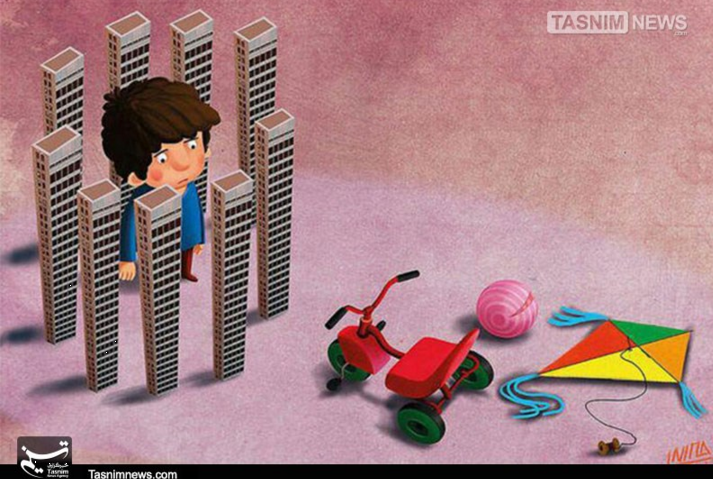 کاریکاتور/ آسیب‌های شهر‌نشینی بر کودک امروز