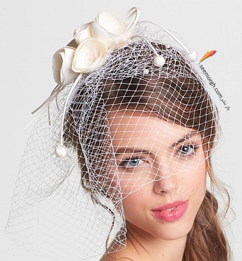 تزیین موی عروس با تور کوتاه و گل - مدل شماره 4