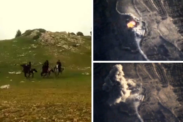 فرار داعشی ها با الاغ و اسب از حملات رعدآسای روسیه+ تصاویر