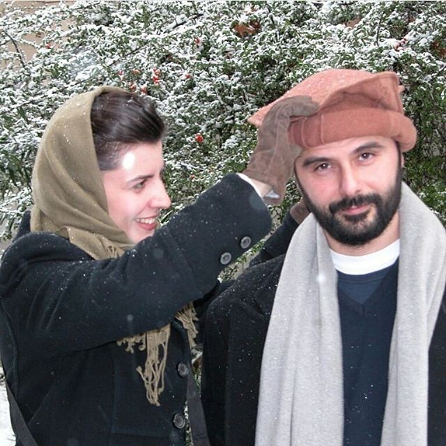 لیلا حاتمی و همسرش علی مصفا در برف 