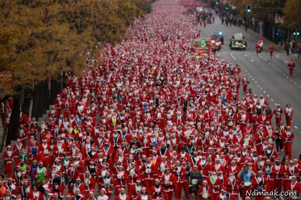 مسابقه دوی بابا نوئل ها ، تصاویر ، تصویر روز