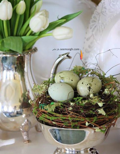 تزیین تخم مرغ هفت سین با گل های طبیعی - مدل شماره 4