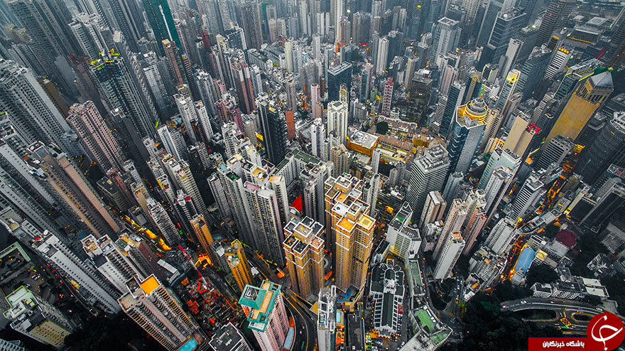 عکس/ تصاویر هوایی از آسمان خراش های هنگ کنگ