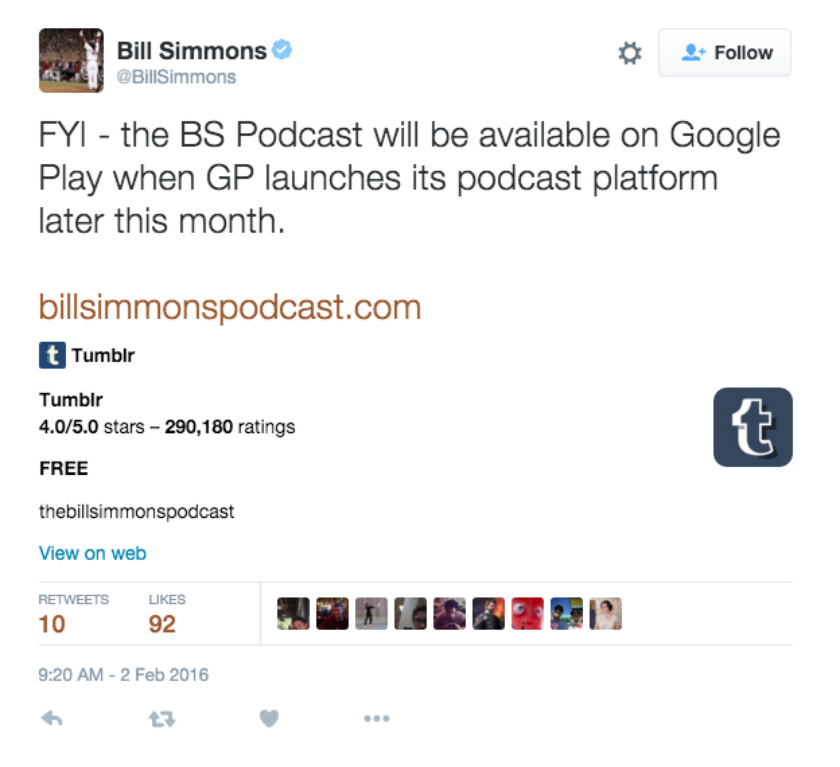 Bill-Simmons-Google-Play-Music-podcasts-tweet