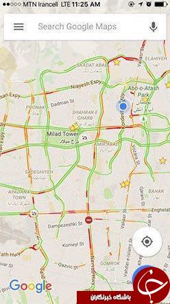 مشاهده وضعیت لحظه ای ترافیک تهران در نقشه گوگل میسر شد