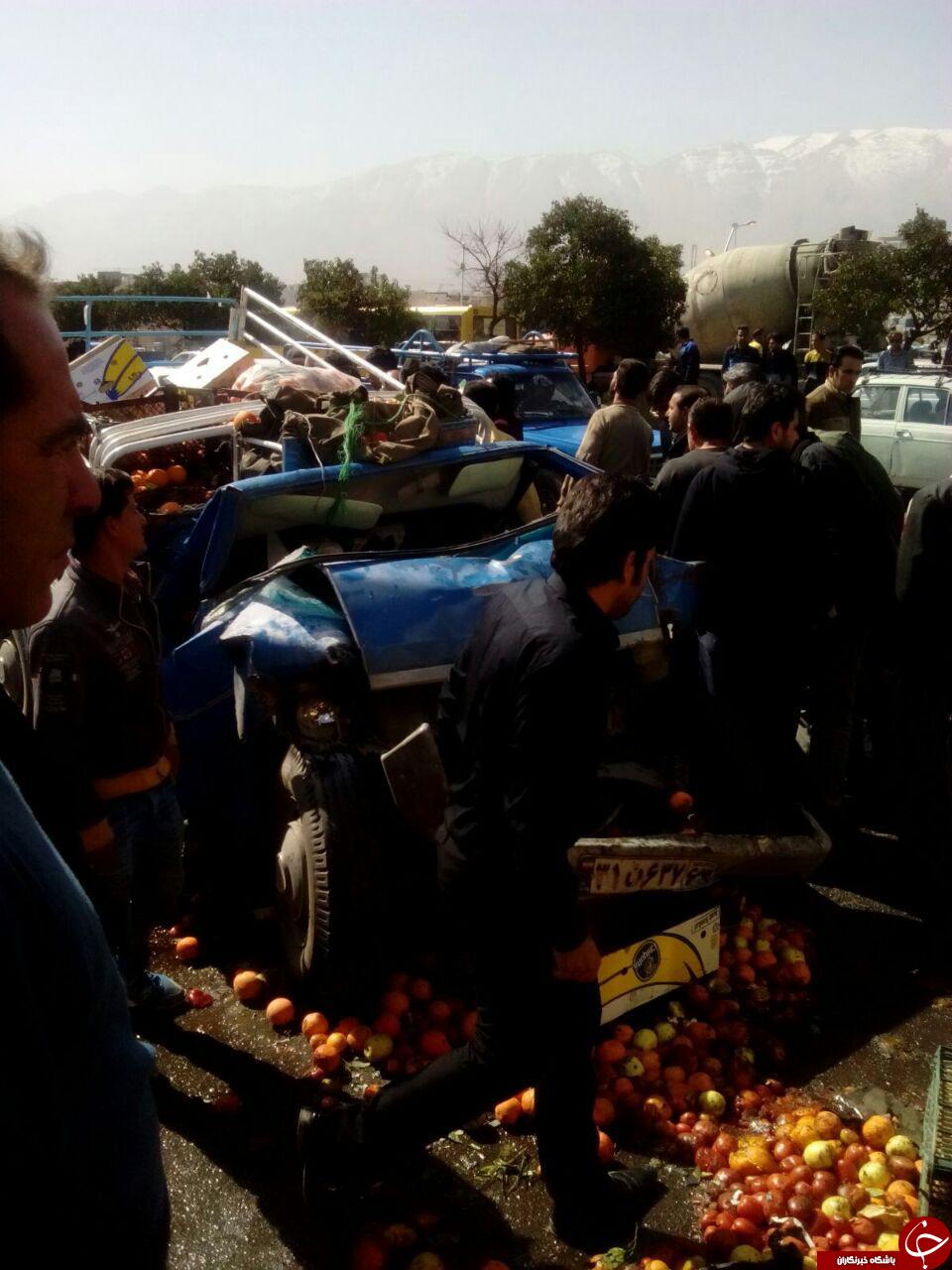 عکس/ تصادف دلخراش خودروی نیسان با اتوبوس در شیراز