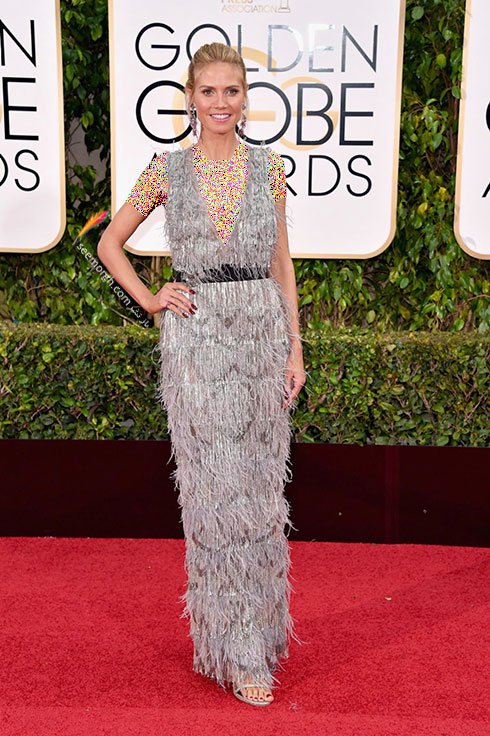 مدل لباس هایدی کلوم Heidi Klum در گلدن گلوب Golden Globes 2016