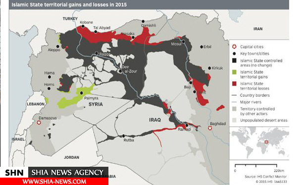 داعش در سال 2015 چه مقدار عقب نشینی کرد؟ + نقشه