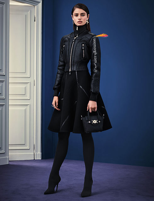 کت چرم اسپرت زنانه ورساچه Versace برای زمستان 2016