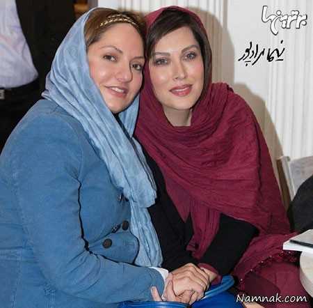 مهتاب کرامتی در کنار مهناز افشار ، بازیگران مشهور ایرانی و همسرانشان ، عکس بازیگر