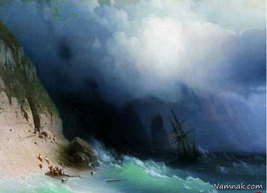 نقاشی دریای طوفانی ، نقاشی شگفت انگیز ، دریا