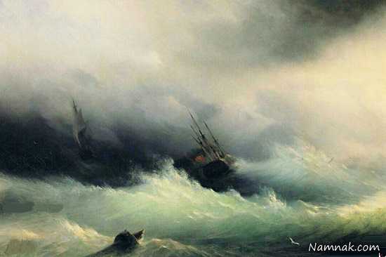 نقاشی دریای طوفانی ، دریا ، دریای طوفانی