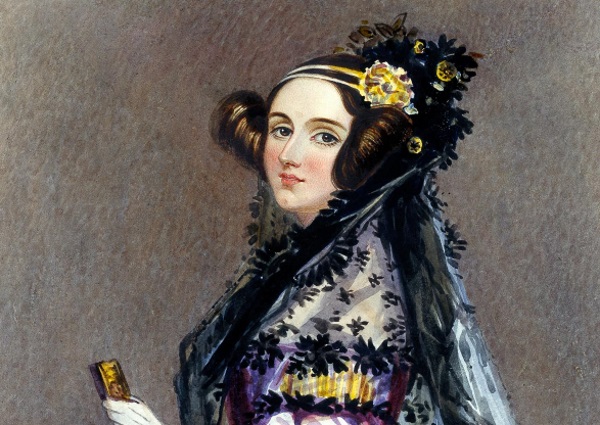 UNITED KINGDOM - JULY 27:  Watercolour portrait by Alfred Edward Chalon of Ada King wearing evening dress with a mantilla and holding a fan. Augusta Ada King, Countess of Lovelace (1815-1852) was the daughter of the great Romantic poet Lord Byron (1788-1824). She was a writer and a trained mathematician. King acquired fame by working with Charles Babbage (1791-1871) on the world's first computer, the ?Analytical Engine?, which could carry out many different types of calculations. She designed several computer programmes for the engine which were coded onto cards with holes punched in them - thus becoming the world's first computer programmer. The universally recognised computer language ADA is named after her. Dimensions: 250mm x 183mm.  (Photo by SSPL/Getty Images)