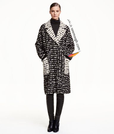 پالتو بلند زنانه سفید و مشکی اچ اند ام H&M برای زمستان 2016