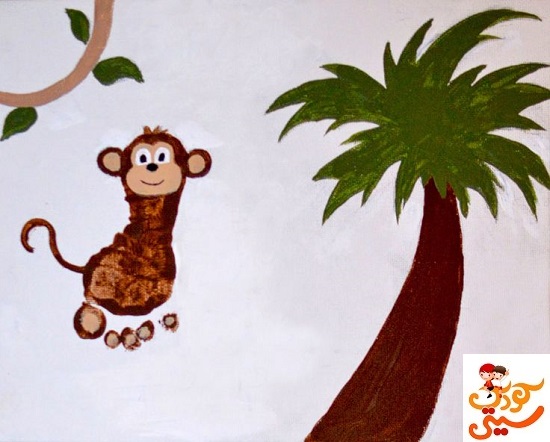 نقاشی کودکانه میمون