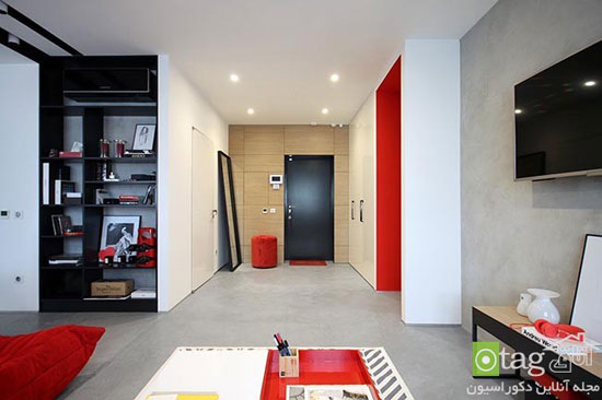  آپارتمان 75 متری با ترکیب رنگی قرمز و مشکی