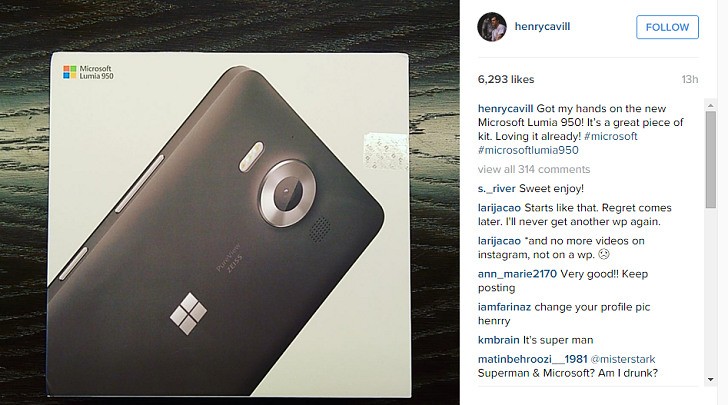 Lumia 950 Henry Cavill