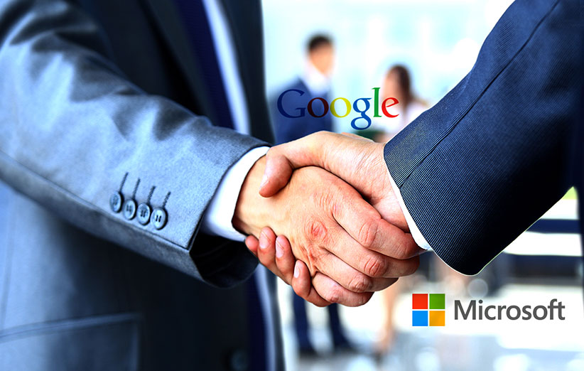 گوگل و مایکروسافت اختلافات‌شان را کنار می‌گذارند