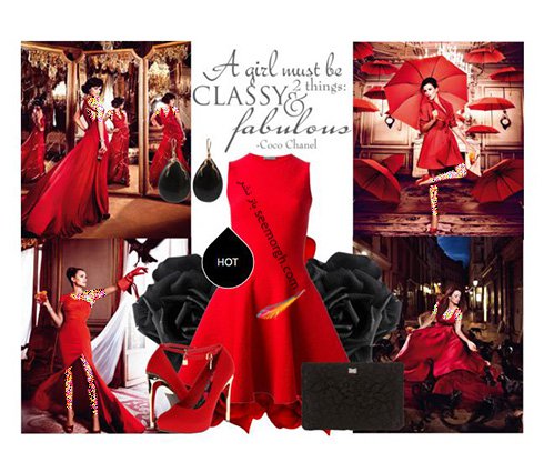 ست کردن لباس شب به رنگ قرمز به سبک پنه لوپه کروز Penelope Cruz - ست شماره 4