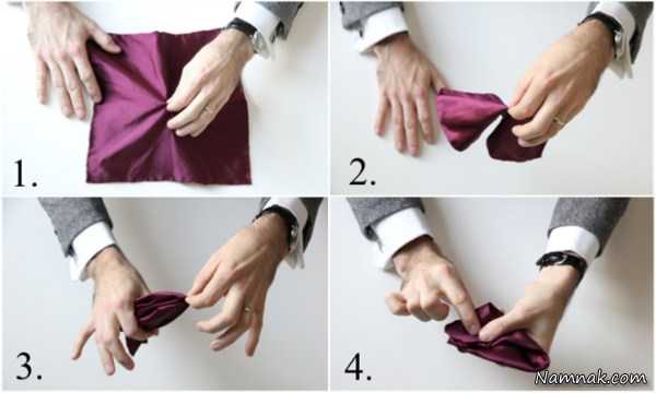 آموزش تا زدن دستمال جیب کت ، مدل بستن دستمال جیبی ، آموزش بستن دستمال جیب کت