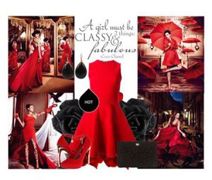 ست لباس مجلسی قرمز به سبک پنه لوپه کروز,ست لباس