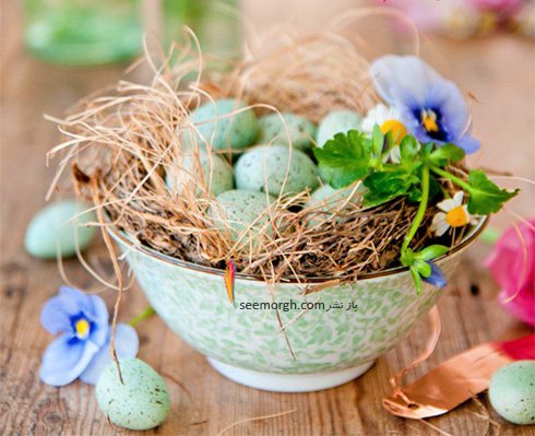 تزیین تخم مرغ هفت سین با گل های طبیعی - مدل شماره 1