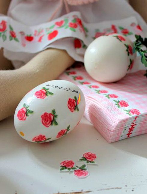 تزیین تخم مرغ هفت سین با دستمال کاغذی طرح دار - مدل شماره 3