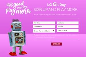 شعبه آمریکای LG صفحه ای برای تبلیغ موبایل G5 در وبسایت خود ایجاد کرده است