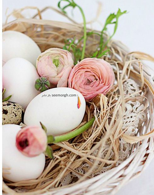 تزیین تخم مرغ هفت سین با گل های طبیعی - مدل شماره 3