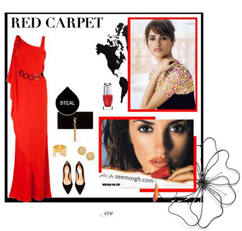 ست کردن لباس شب به رنگ قرمز به سبک پنه لوپه کروز Penelope Cruz - ست شماره 5