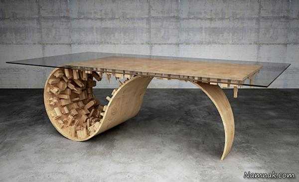 میز چوبی سه بعدی ، میز وسط مبلمان ، میز چوبی