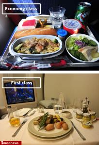 گوناگون/ تفاوت غذای پولدارها و مردم عادی در هواپیما