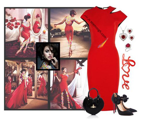 ست کردن لباس شب به رنگ قرمز به سبک پنه لوپه کروز Penelope Cruz - ست شماره 10