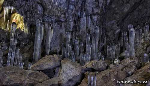 غار زیبا و شگفت انگیزی که مراد می دهد ، یخ مراد ، جاده چالوس