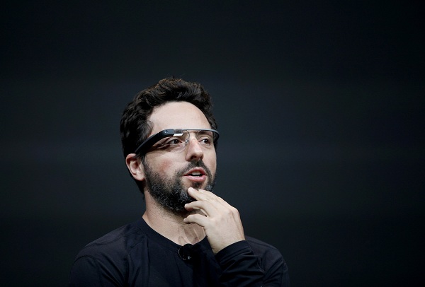 Sergey Brin, co-founder of Google appear at the keynote with the Google Glass to introduce the Google Class Explorer edition during Google's annual developer conference, Google I/O, on June 27, 2012 in San Francisco. AFP PHOTO/Kimihiro Hoshino (Photo credit should read KIMIHIRO HOSHINO/AFP/GettyImages)