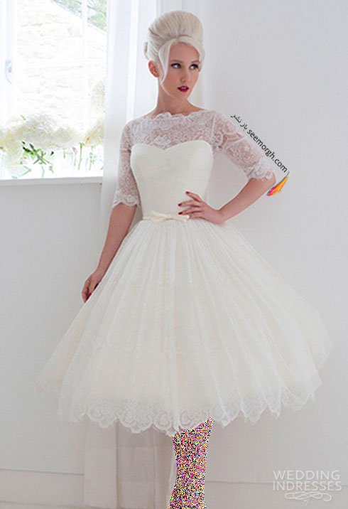 لباس عروس کوتاه گیپوردار برای تابستان 2015