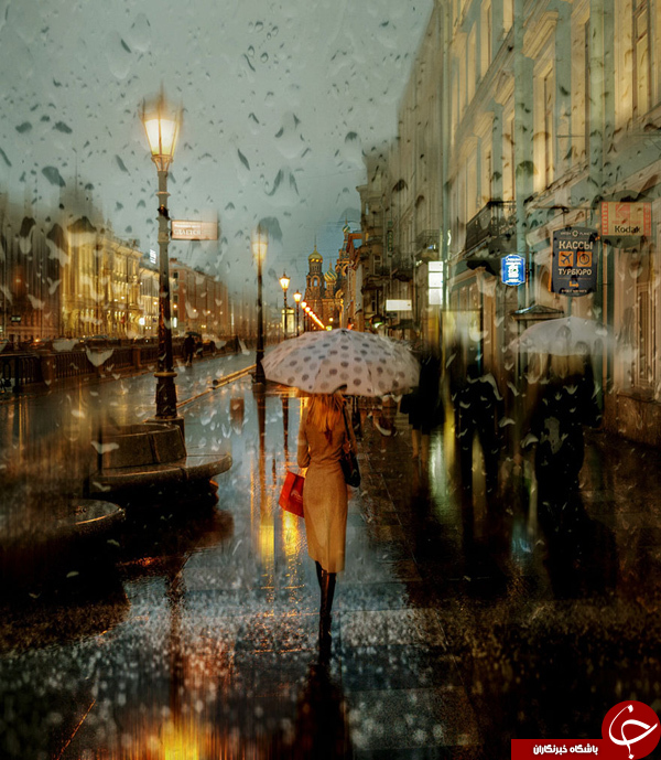 خیابان های سن پترزبورگ در یک روز بارانی +تصاویر
