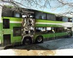 آتش‌سوزی اتوبوس در سرمای شدید + تصاویر