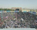 اجتماع مردم در استقبال از روحانی در مصلای کرمان